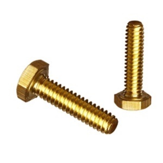 ¼" -20g X 1" Brass Hex Bolt , 100pcs/pkt