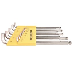 N002, CHROME STUBBY BALL POINT HEX KEY SET 13pcs ,0.050 - 3/8 inch