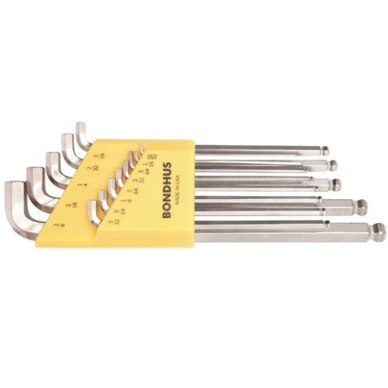 N002, CHROME STUBBY BALL POINT HEX KEY SET 13pcs ,0.050 - 3/8 inch