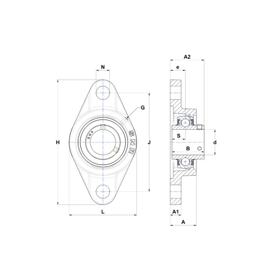 UCFL205M, 25MM FLANGE BEARING, JAPAN