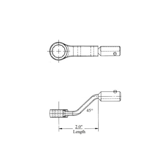 M058 ,13MM 12PT BOX, 45 DEG, WITH J SHANK 2 INCH LONG