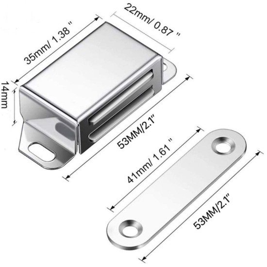 SUS Body Cabinet Magnet, total length= 1-1/2",Magnet Length= 1-1/4"