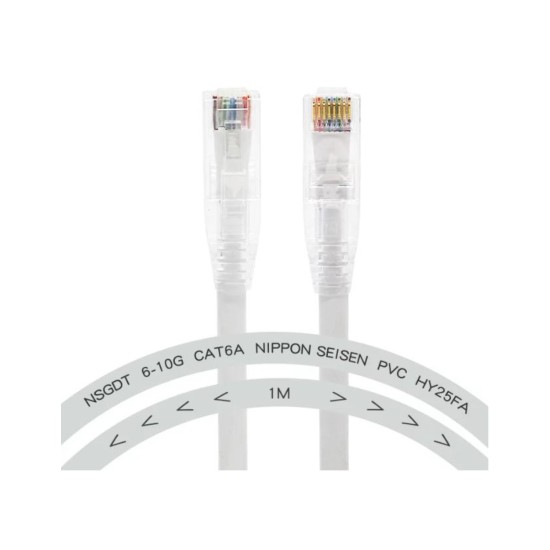 Cat6A Ethernet Network Cable ,Connector Type: RJ45 to RJ45 ,White