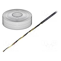 OD 10.5mm,600/1000 V,30A , Igus Black PVC Sheath, 13 AWG Power Cable, 4 Cores, 2.5 mm² ,10meter