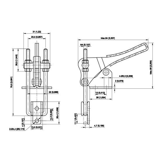 S/steel Toggle clamps,Latch Type Toggle Clamp - Corner