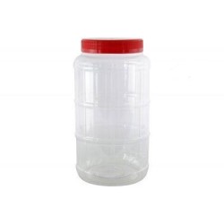 Plastic Bottle Round Container With Red Cover Cap, size: Total Height= 26cm x Diameter= 14cm , 28pcs/bag