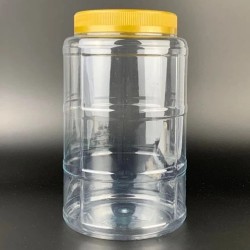 Plastic Bottle Round Container With Red Cover Cap, size: Total Height= 26cm x Diameter= 14cm , 28pcs/bag