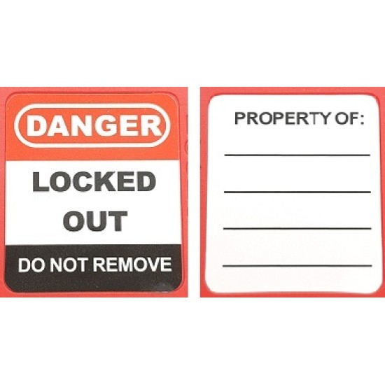 Loto Lock Sticker , Locked Out , Property of ,26.5mm X 30.5mm , 500set/pkt