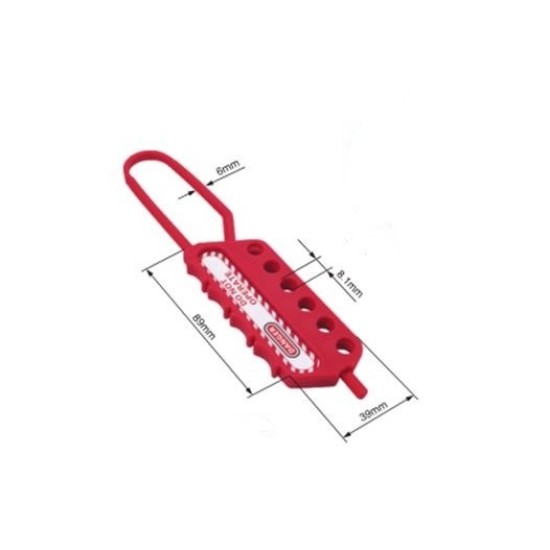 39mm X 190mm total Height , Ring 6mm , Nylon Lockout Hasp