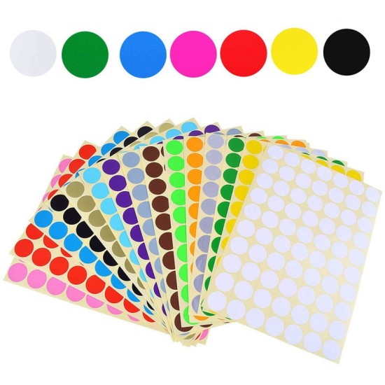 COLOUR STICKER , ROUND , 16mm, BLUE, 10 sheets X 70pcs/sheet