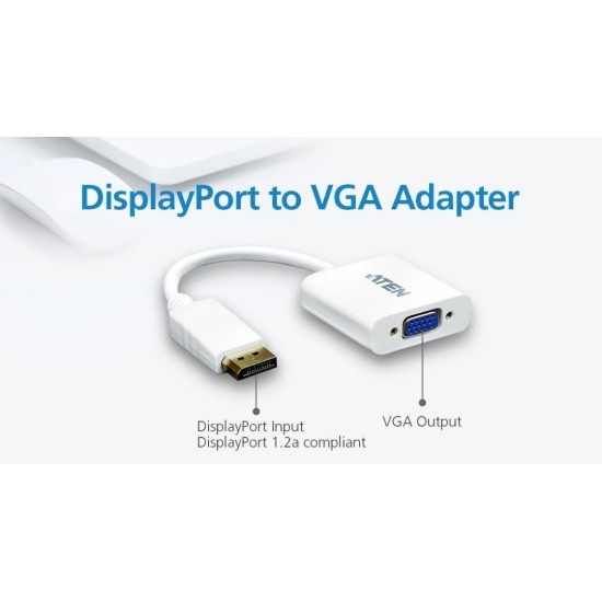 Vention Display Port Male - VGA Female HD15F Converter Cable, , 15cm