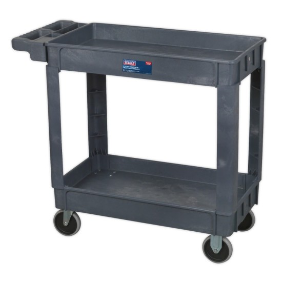 Utility Cart,2-Level Composite Heavy-Duty Trolley ,(W x D x H): 1000 x 440 x 850mm.