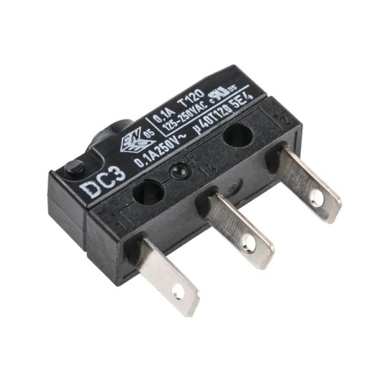 Micro Switch, Solder Terminal, 100 mA/250V , Cherry ,20mmX 9.65mm X Button Height 1.8mm, Flat Pin Height 3.2mmX 2.8 W