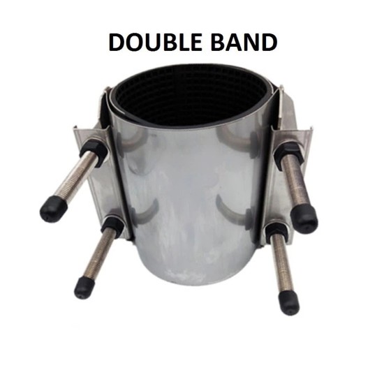 159mm ~ 179mm  Length: 150mmStainless Steel 304 Double Band Repair Clamp With NBR Rubber