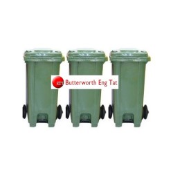 GREEN 80LIT Mobile Garbage Bins With Foot Pedal