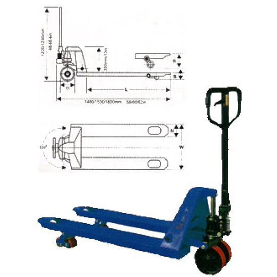 3 Ton, Hand Pallet Truck 520mm(W) X 1150mm(L)