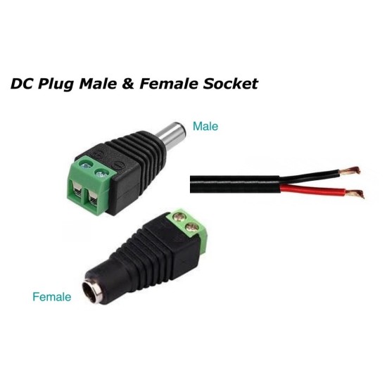 DC Power Extension Cable only, 10m: DC Plug, 5.5x2.1mm − DC Jack, 5.5x2.1mm (Male x Female) 