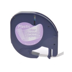 Cartridge Dymo LT Plastic labels 12mm X 4mtr, Black On Clear ,for LT-100H