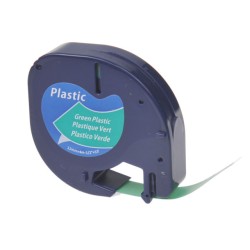 Cartridge Dymo LT Plastic labels 12mm X 4mtr, Black On Green ,for LT-100H