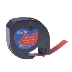 Cartridge Dymo LT Plastic labels 12mm X 4mtr, Black On Red ,for LT-100H
