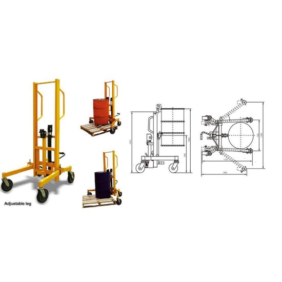 Lift, Transport and lower poly, steel or fibre drums on and off pallets