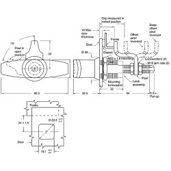 82.5mm width Black Die Cast Zinc Locking Handle, T-Handle, body thread 22mm X Total length 64mm