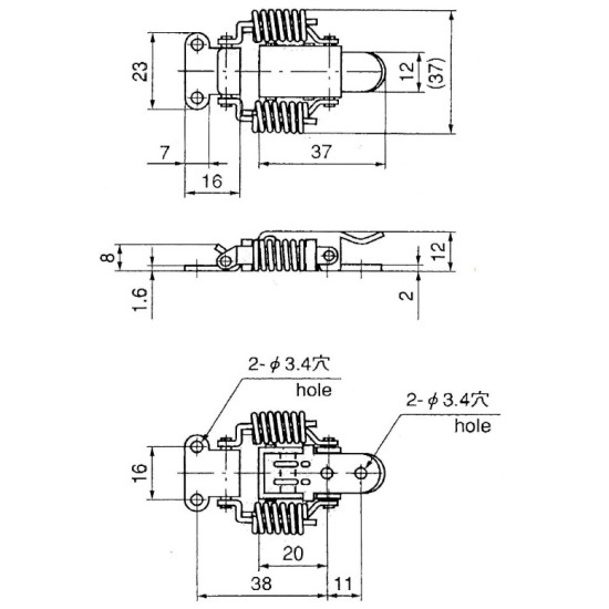 Japan,38mm Length  X 37mm Width ,Height 12mm ,SUS Heavy Duty Toggle Latch 