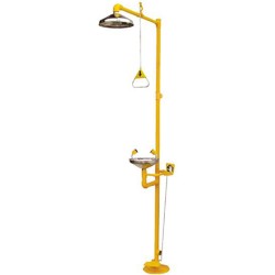 Emergency & Safety Drench Shower And Eyewash, Combination Shower & Eyewash with Stainless Steel Bowl 