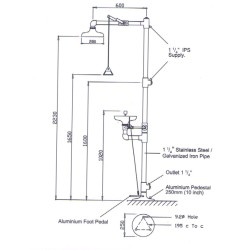 Emergency & Safety Drench Shower And Eyewash, Combination Shower & Eyewash with Stainless Steel Bowl 