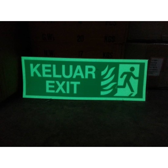 Glow In The Dark Adhesive Sign,  150 mm x 450 mm 