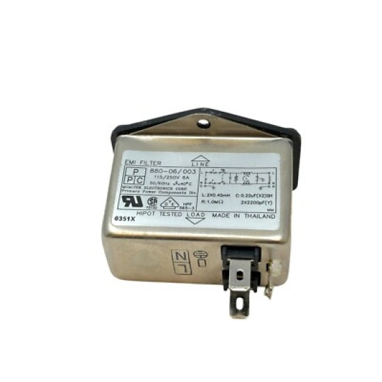 880-06/003 Power Entry Module Dual Fuse Holder EMI Filter, 115/250VAC 6A
