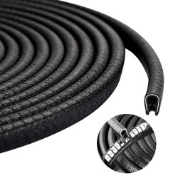 GROOVE 5.5MM Thickness ,11mm(W) x 17mm(H) ,U-Shaped Metal Base, Edge Trim Rubber Seal, Protection, 15mtr