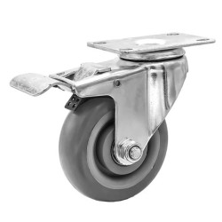 3"BRAKE Grey Rubber Wheel , Plate Type