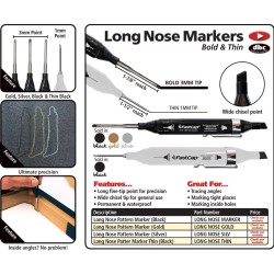 1 1/2" FastCap Long Nose Patter Marker Thin, Black , Long Nose Thin(12pcs)