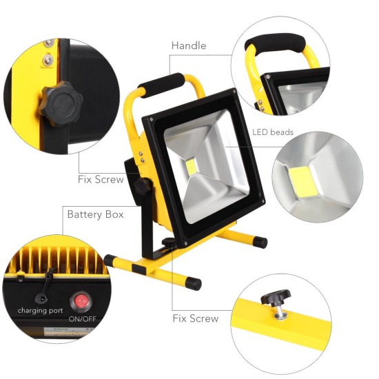 4500lm,Rechargeable Flood Light, MS006240 GY 50W 6500K Day Light