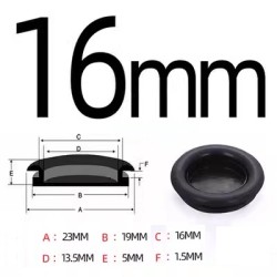 16mm Panel Hole X OD 23mm , Cap Grommet ,100pcs/pkt