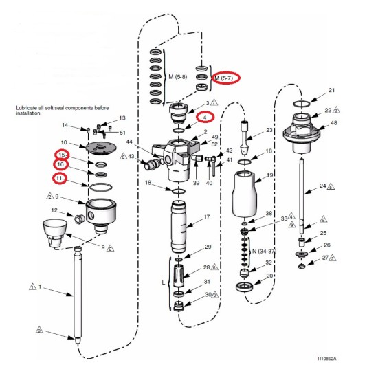 255-524,4,5,6,7,11,15,16, Throat Seal Kit; MaxLife