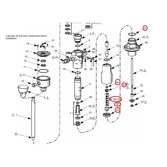 255-558,20,21,32,33,34,35,36,37,38, Intake Valve Seal Metal and Soft Kit; MaxLife