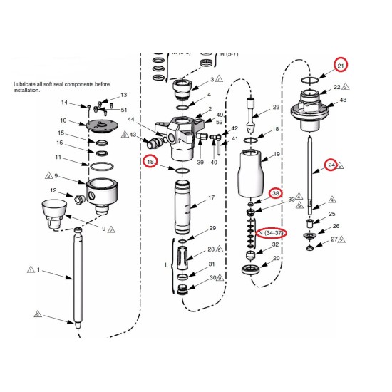 255-578,18,21,24,34,35,36,37,38, Priming Piston Rod Kit; MaxLife