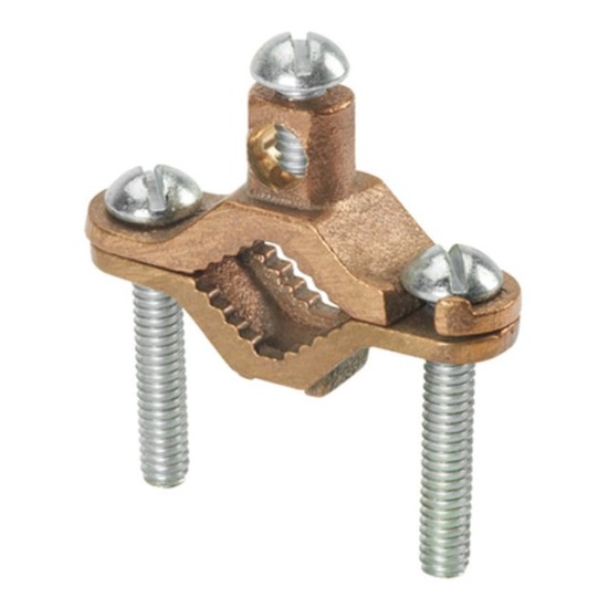 Structured Ground Clamp, Bronze/Zinc Plated Steel, For Pipe size 1/2" - 1" (12.7mm - 25.4mm), 10pcs/box