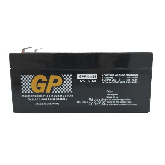 GPP1232, 12V 3.2AH Sealed Lead Acid Rechargeable Battery 