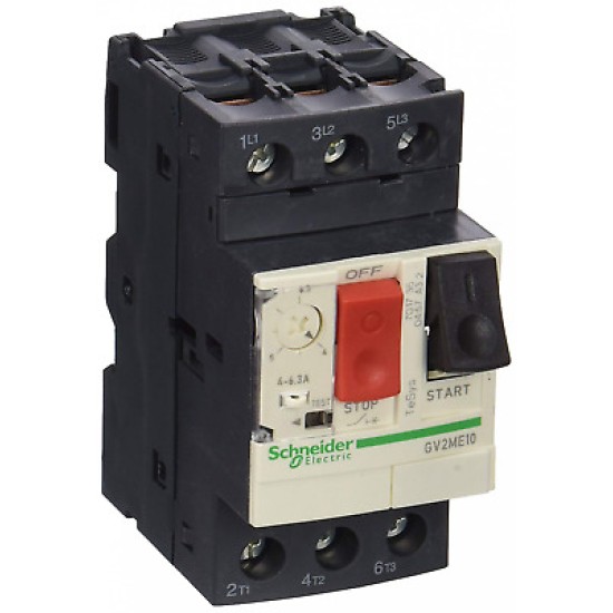 Thermal Magnetic Circuit Breaker, GV2M Series, 6.3 A, 3 Pole, 690 VAC, DIN Rail 