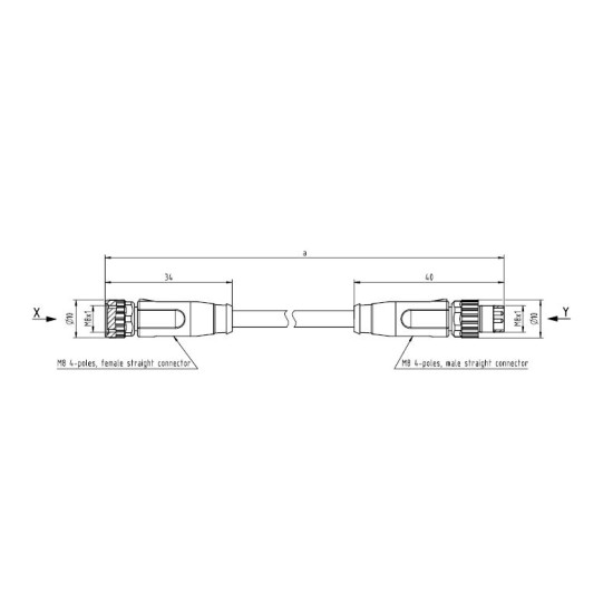 2set/box ,M8 CABLE ASSEMBLY 4-POLES 2, ST/ST, 21348081489020 