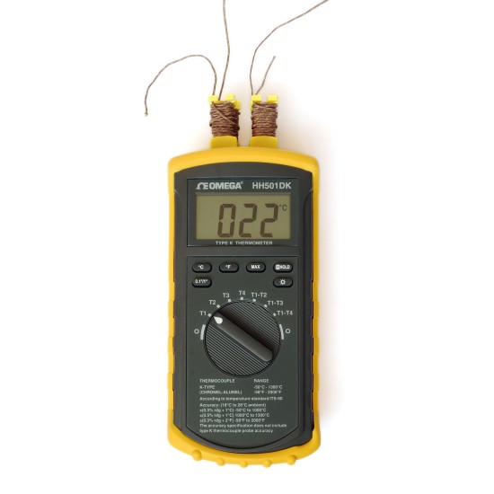 4 Channel K Type Thermocouple Meter NIST Traceable HH501DK Series