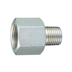 Steel, Reducer Socket Thread, Taper Male thread  ¼"x18G X Female Thread M10x1.25 