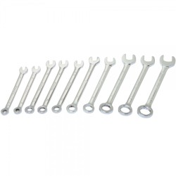 3/8", 5/16", 11/32", 1/4", 9/32", 15/64", 7/32", 13/64", 3/16", 5/32", 10-Piece Mini Combination Wrench