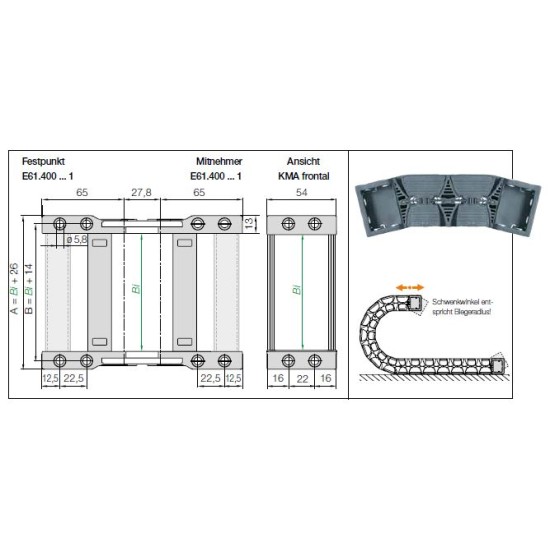 Igus KMA Front or Back bracket set, pivoting 