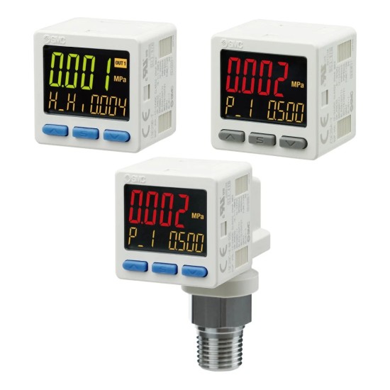 ISE20 Series 3-Screen Display High-Precision Digital Pressure Switch For Positive Pressure , With M4 Tubing Elbow Fitting 