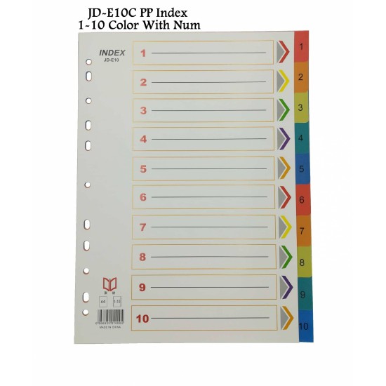 JD-E10C PP Index with 1-10 Numbering – Color 
