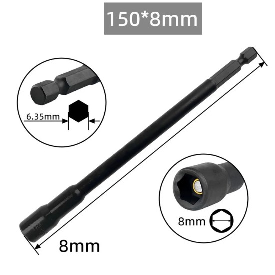 M8 X 150mm 1/4" Hex Drive Magnetic Socket ,Nut Setter